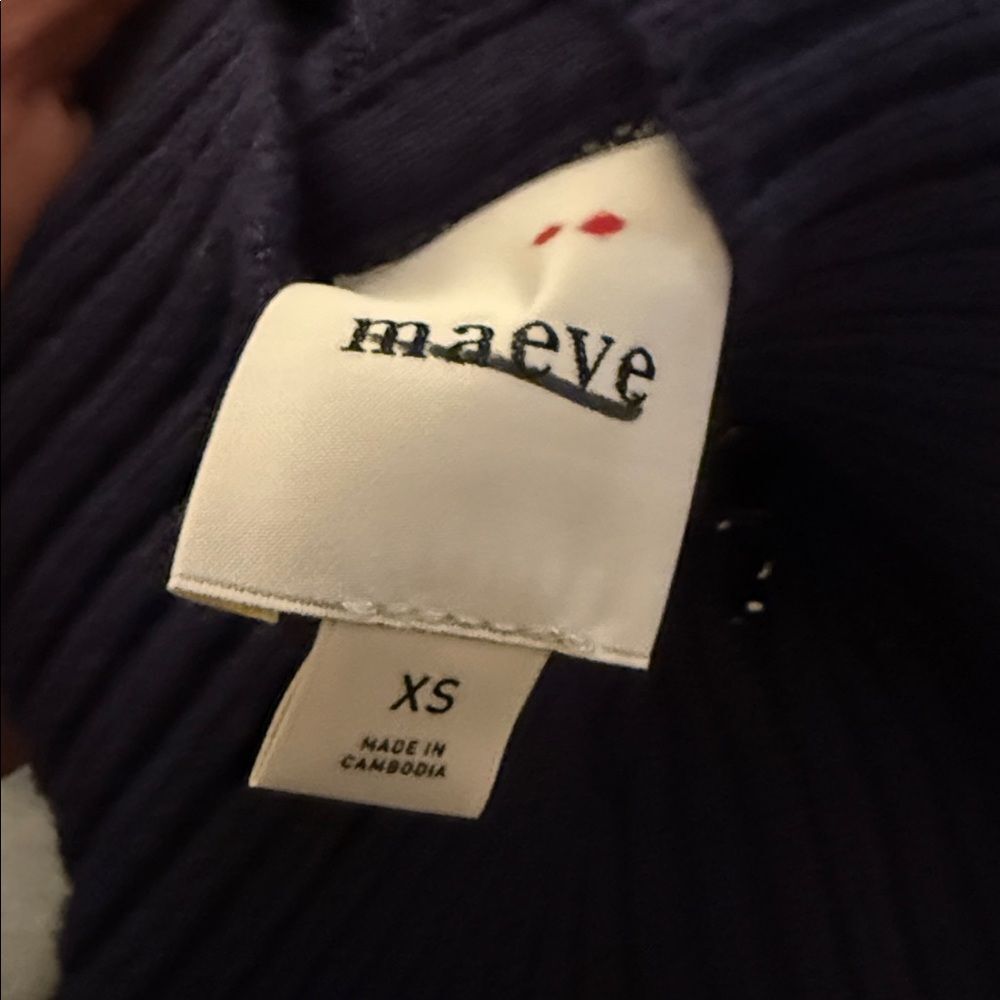 Maeve Anthropologie The Montana Striped Mock-Neck Half-Zip Sweater- Navy/White - Picture 4 of 5